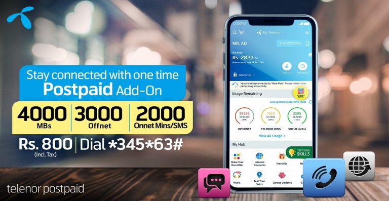 Telenor One Time Postpaid Add-On Bundle Now Stay Connected with Your Loved Ones