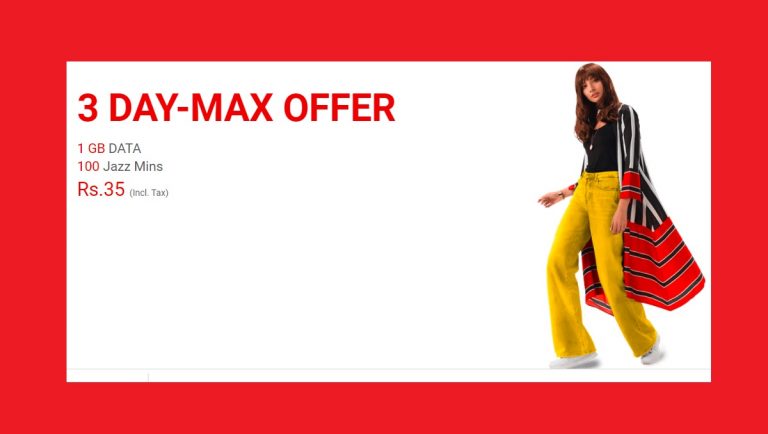 Jazz 3 Day Max Offer is Available in Just Rs. 35