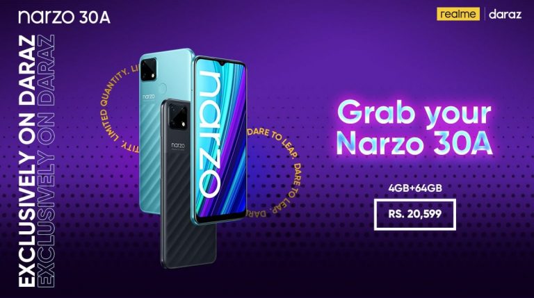 Realme launches the Gaming Beast Narzo 30A with MediaTek Helio G85 processor and 6000mAh Battery which supports Reverse Charging in Pakistan