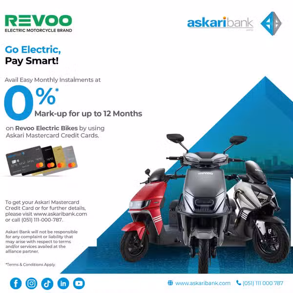Get a Revoo Electric Bike On 0% Markup via Askari Bank
